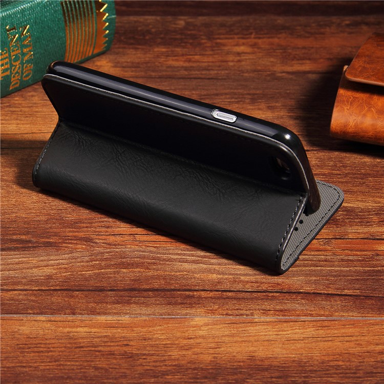 Bronze Grain PU Leather Case with Inside and Outside Card Slots for iPhone 6s Plus/6 Plus - Black-4