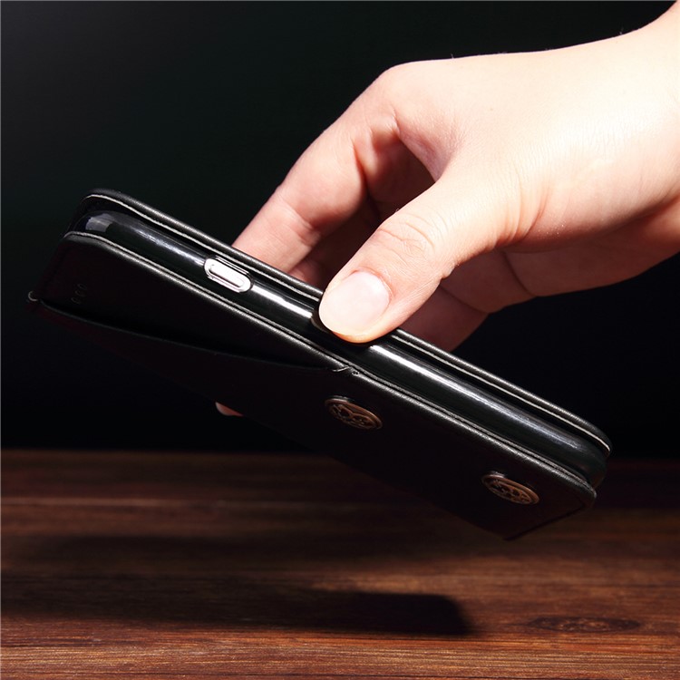 Bronze Grain PU Leather Case with Inside and Outside Card Slots for iPhone 6s Plus/6 Plus - Black-6