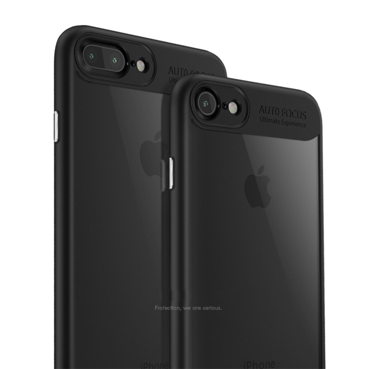 IPAKY Clear Hybrid Cell Phone Case (TPU Frame + Acrylic Back Plate) for iPhone 7 4.7 inch - Black-2