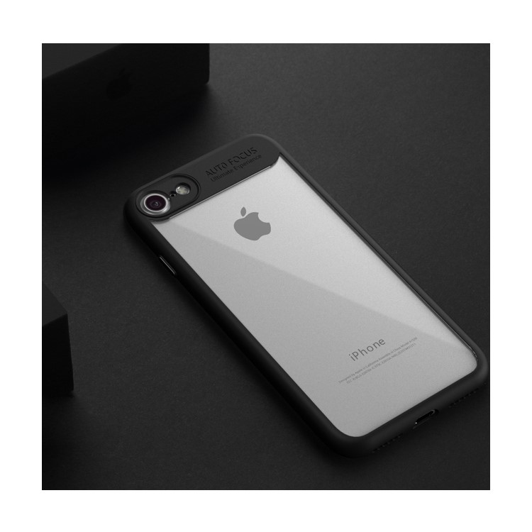 IPAKY Clear Hybrid Cell Phone Case (TPU Frame + Acrylic Back Plate) for iPhone 7 4.7 inch - Black-5