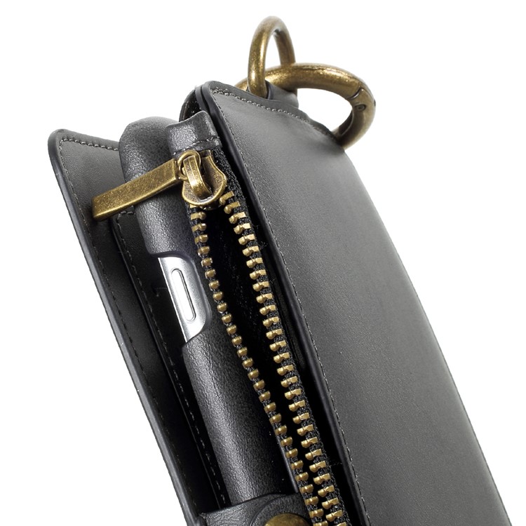2-in-1 Button Closure Zippered Wallet Leather Cell Phone Case for iPhone 7 Plus 5.5 inch - Black-13