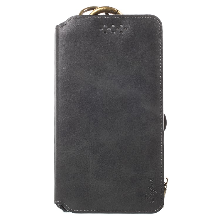 2-in-1 Button Closure Zippered Wallet Leather Cell Phone Case for iPhone 7 Plus 5.5 inch - Black-2