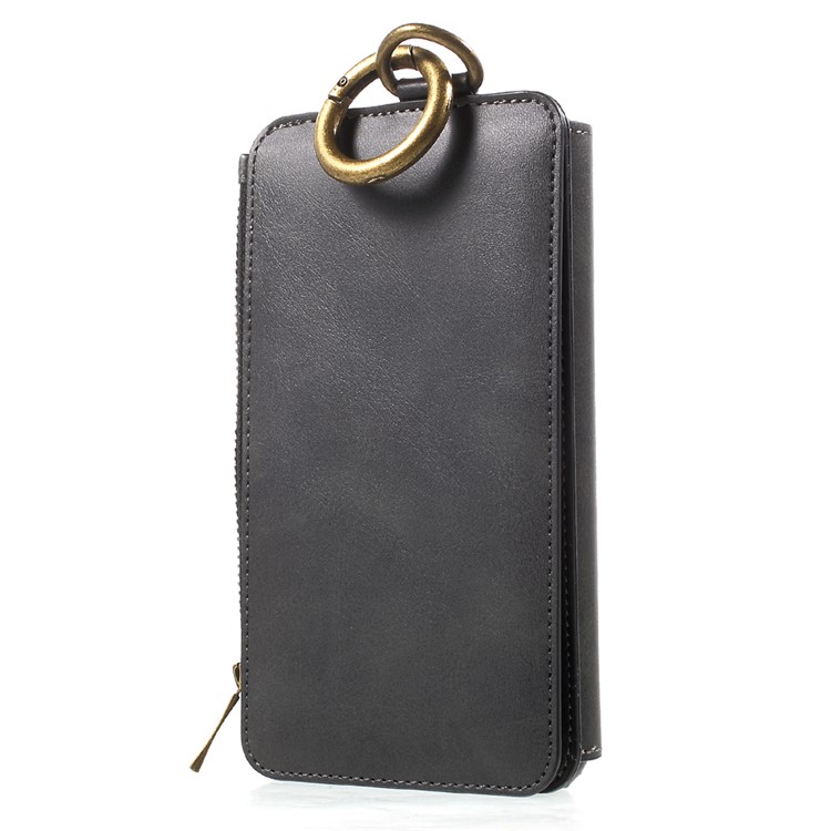 2-in-1 Button Closure Zippered Wallet Leather Cell Phone Case for iPhone 7 Plus 5.5 inch - Black-3