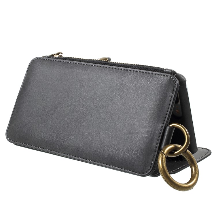 2-in-1 Button Closure Zippered Wallet Leather Cell Phone Case for iPhone 7 Plus 5.5 inch - Black-5