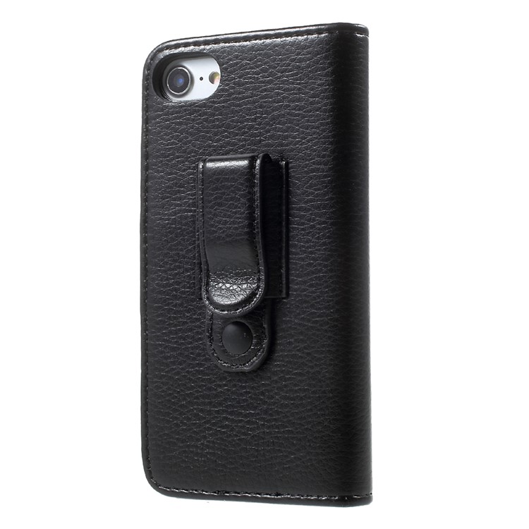 Litchi Texture Leather Wallet Cell Phone Case with Belt Clip for iPhone 7 4.7 inch - Black-3