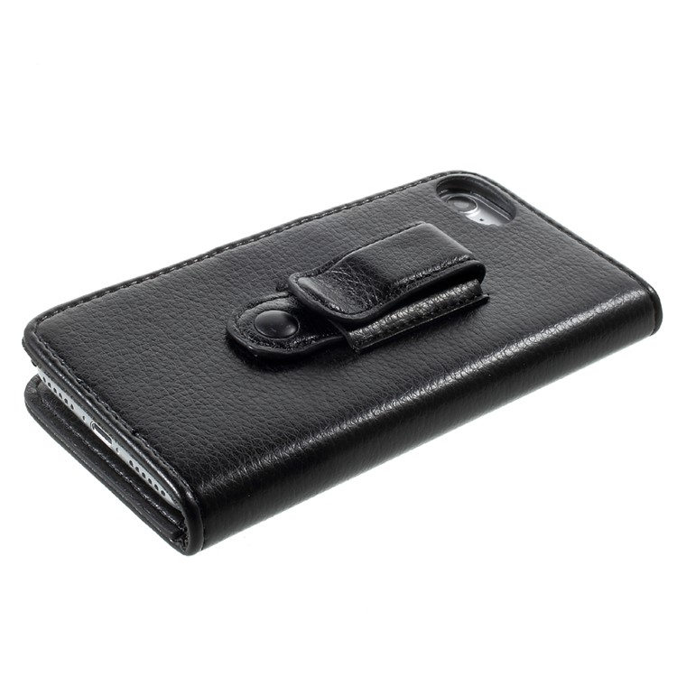 Litchi Texture Leather Wallet Cell Phone Case with Belt Clip for iPhone 7 4.7 inch - Black-4