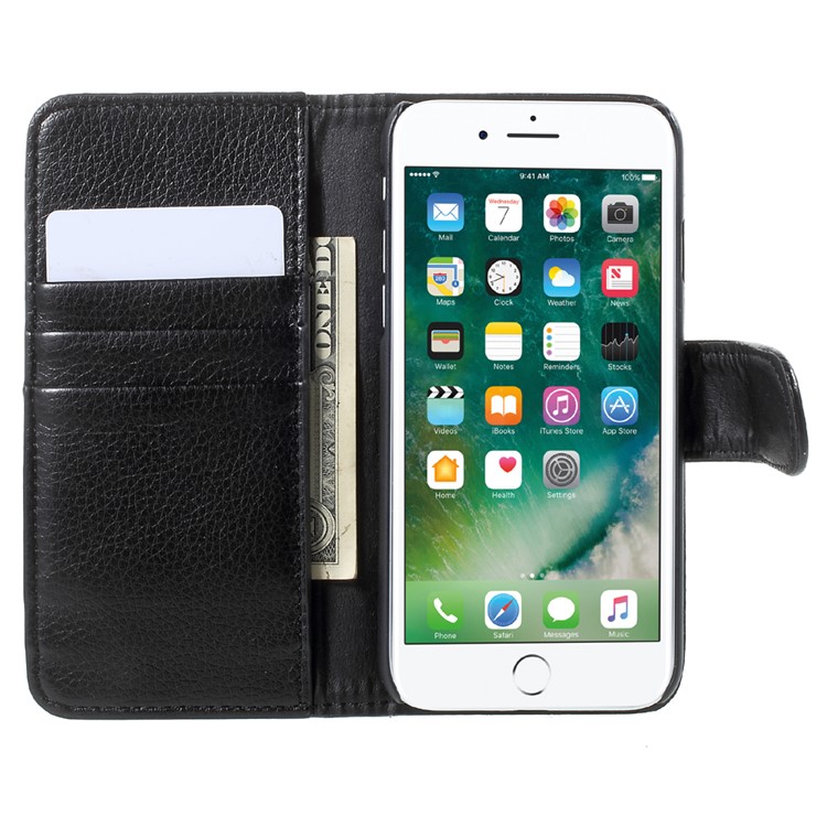 Litchi Texture Leather Wallet Cell Phone Case with Belt Clip for iPhone 7 4.7 inch - Black-5