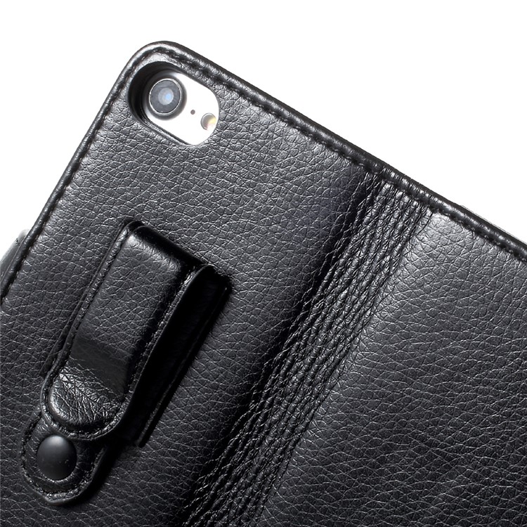 Litchi Texture Leather Wallet Cell Phone Case with Belt Clip for iPhone 7 4.7 inch - Black-6