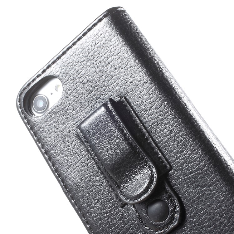 Litchi Texture Leather Wallet Cell Phone Case with Belt Clip for iPhone 7 4.7 inch - Black-7