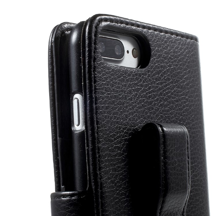 Litchi Texture Leather Wallet Mobile Phone Case with Belt Clip for iPhone 7 Plus 5.5 inch - Black-10