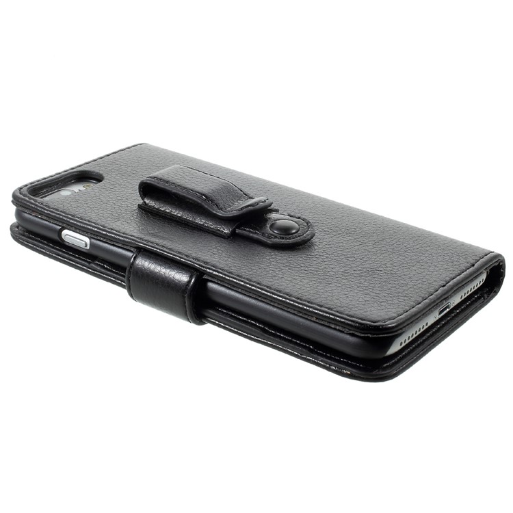 Litchi Texture Leather Wallet Mobile Phone Case with Belt Clip for iPhone 7 Plus 5.5 inch - Black-4