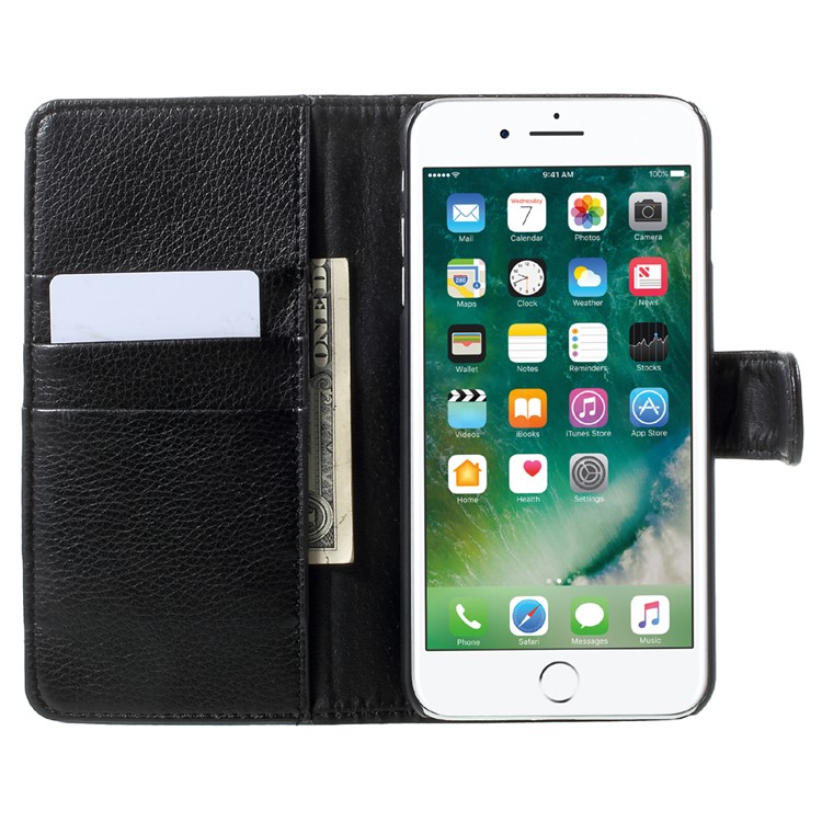 Litchi Texture Leather Wallet Mobile Phone Case with Belt Clip for iPhone 7 Plus 5.5 inch - Black-5