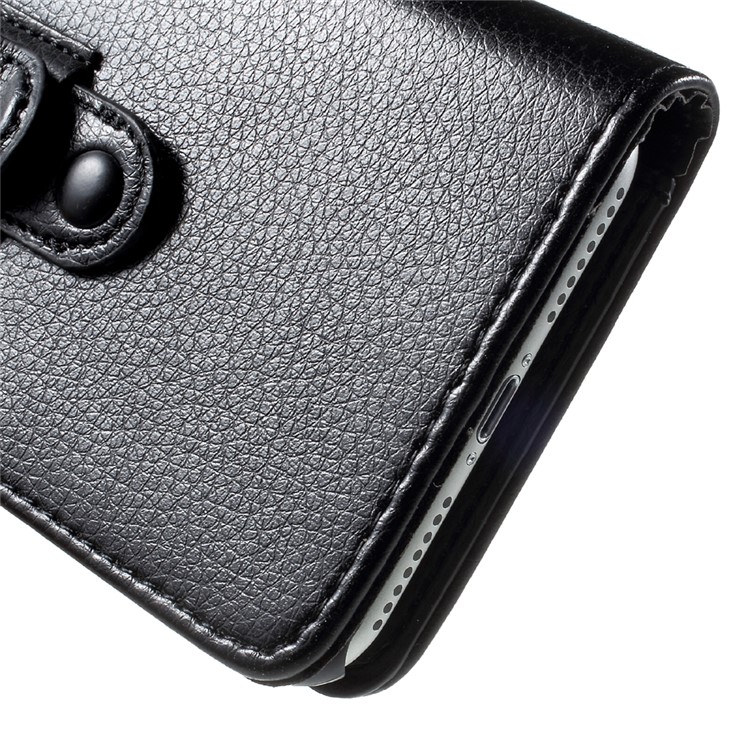 Litchi Texture Leather Wallet Mobile Phone Case with Belt Clip for iPhone 7 Plus 5.5 inch - Black-9