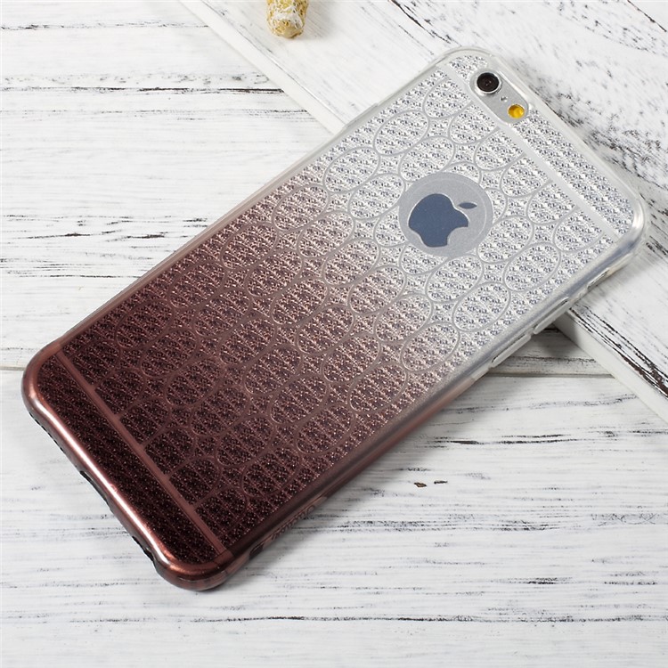 OUCASE Gradient Color TPU Mobile Phone Case with Inner Glittery Diamond Pattern for iPhone 6s 6 - Grey-1