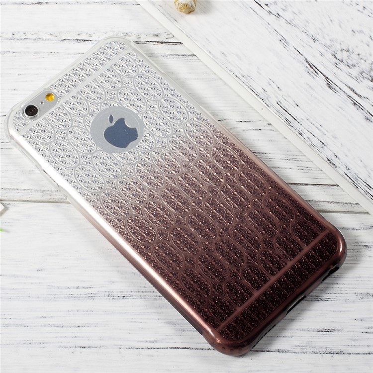 OUCASE Gradient Color TPU Mobile Phone Case with Inner Glittery Diamond Pattern for iPhone 6s 6 - Grey-3