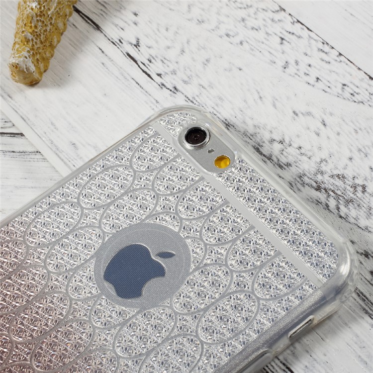 OUCASE Gradient Color TPU Mobile Phone Case with Inner Glittery Diamond Pattern for iPhone 6s 6 - Grey-5