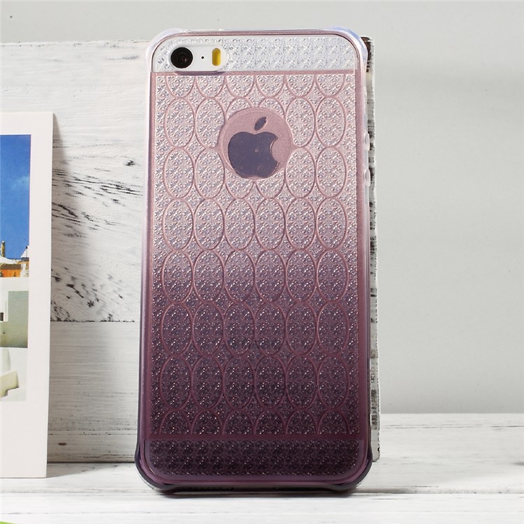 OUCASE Gradient Color TPU Phone Case with Inner Glittery Diamond Pattern for iPhone SE 5s 5 - Grey-3