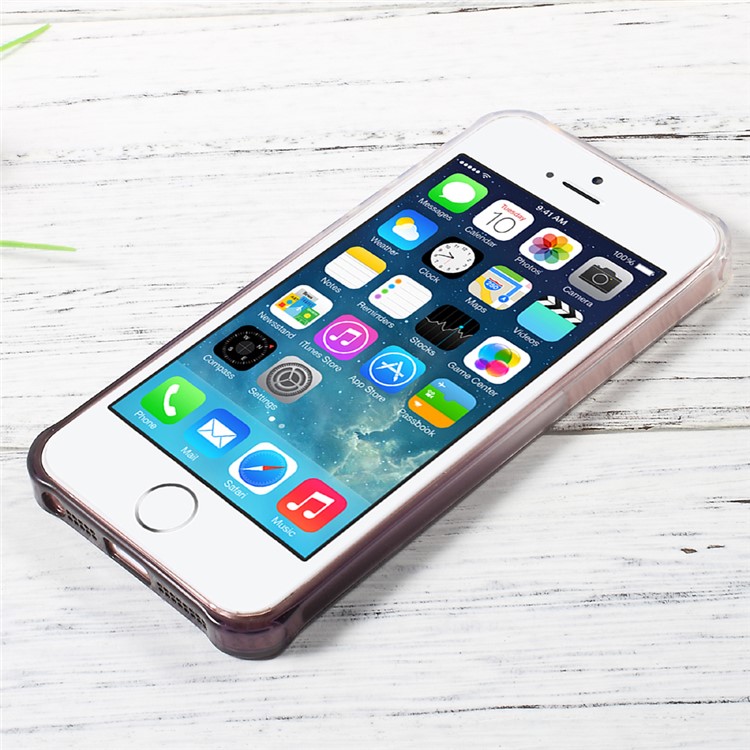 OUCASE Gradient Color TPU Phone Case with Inner Glittery Diamond Pattern for iPhone SE 5s 5 - Grey-4