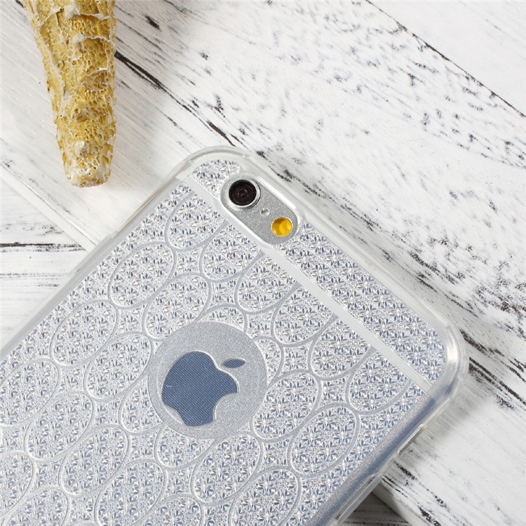 OUCASE Soft TPU Phone Case with Inner Glittery Diamond Pattern for iPhone 6s 6 - Transparent-5