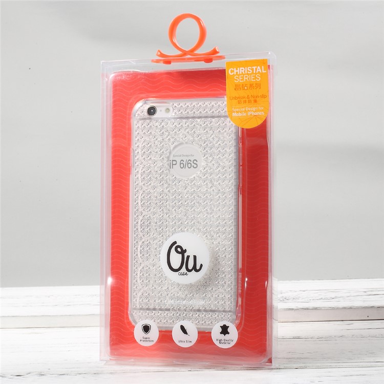 OUCASE Soft TPU Phone Case with Inner Glittery Diamond Pattern for iPhone 6s 6 - Transparent-7