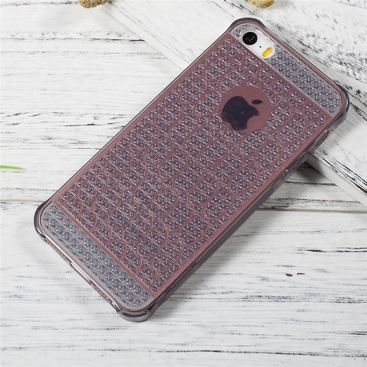OUCASE Inner Glittery Diamond Pattern TPU Case for iPhone SE/5s/5 - Grey-1