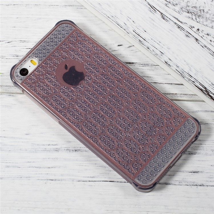 OUCASE Inner Glittery Diamond Pattern TPU Case for iPhone SE/5s/5 - Grey-3