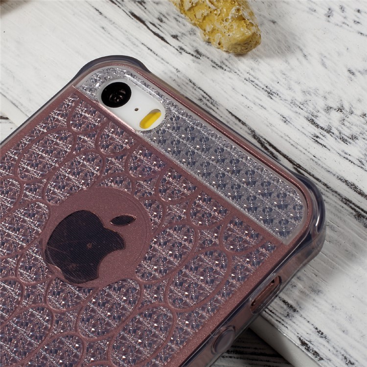 OUCASE Inner Glittery Diamond Pattern TPU Case for iPhone SE/5s/5 - Grey-5