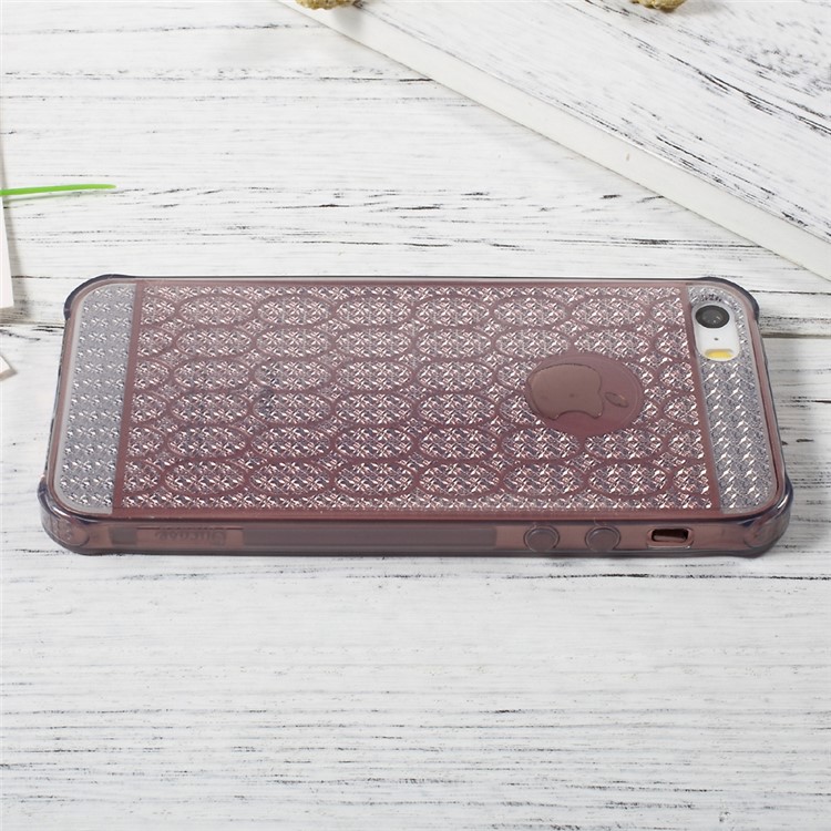 OUCASE Inner Glittery Diamond Pattern TPU Case for iPhone SE/5s/5 - Grey-7