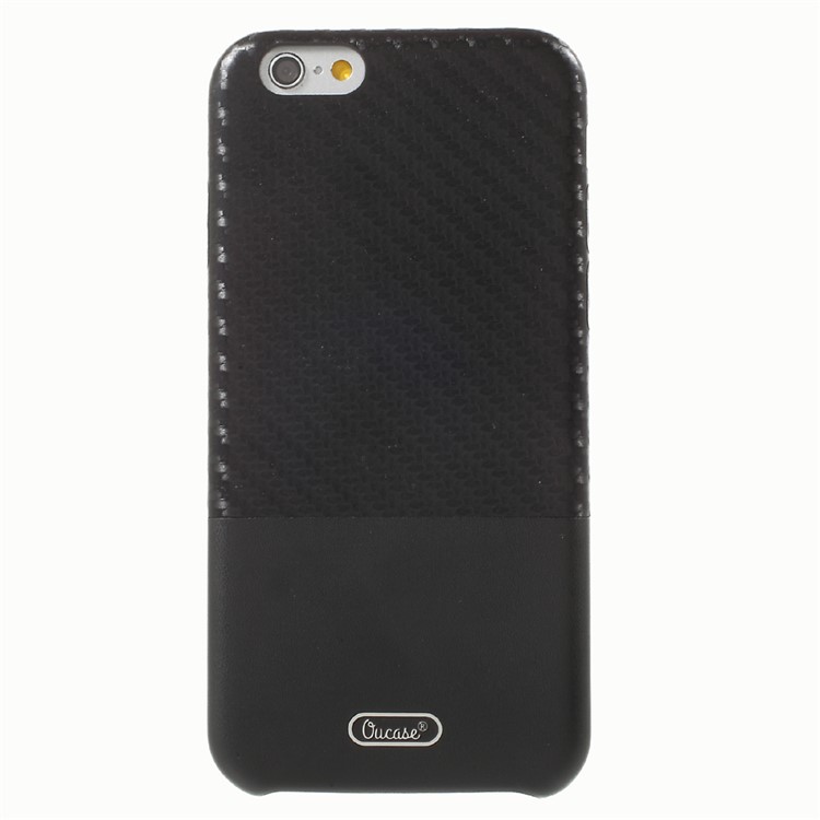 OUCASE Carbon Fiber PU Leather Coated Splicing PC Cell Phone Case for iPhone 6s 6 - Black-2