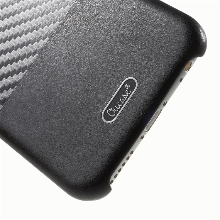OUCASE Carbon Fiber PU Leather Coated Splicing PC Cell Phone Case for iPhone 6s 6 - Black-4