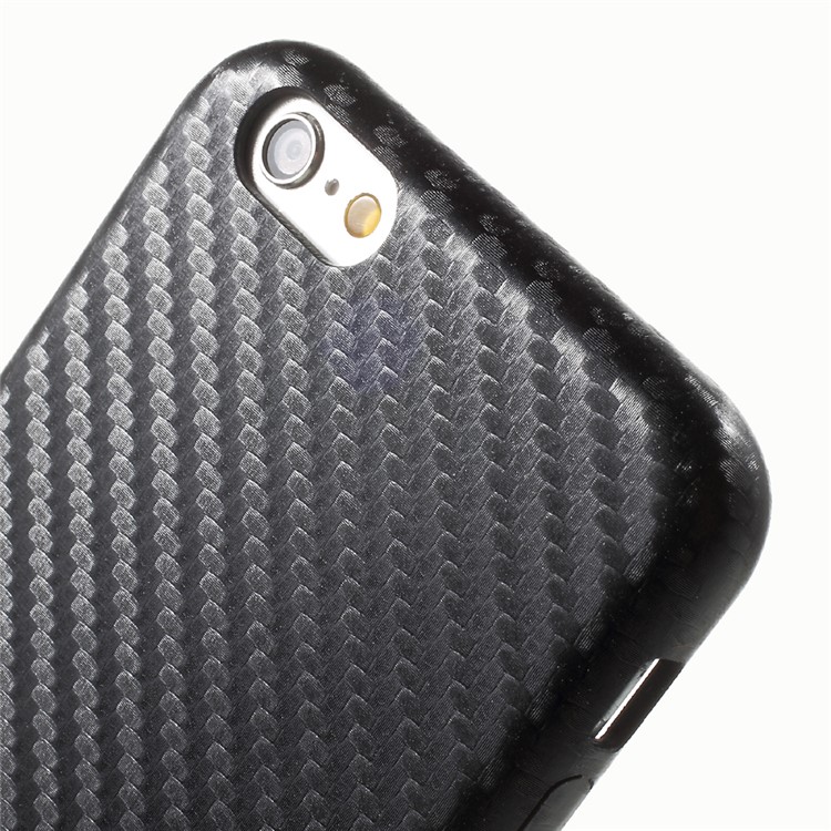 OUCASE Carbon Fiber PU Leather Coated Splicing PC Cell Phone Case for iPhone 6s 6 - Black-5