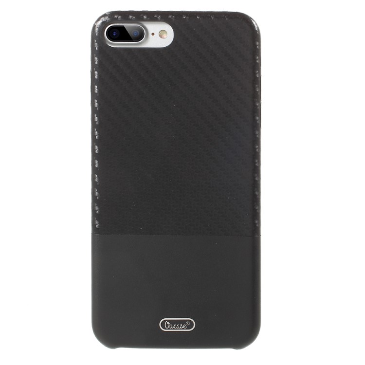 OUCASE Carbon Fiber PU Leather Coated Splicing Hard Case for iPhone 7 Plus - Black-2