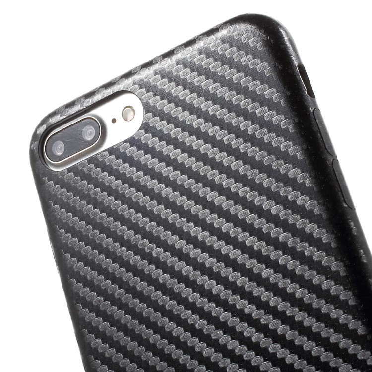 OUCASE Carbon Fiber PU Leather Coated Splicing Hard Case for iPhone 7 Plus - Black-5