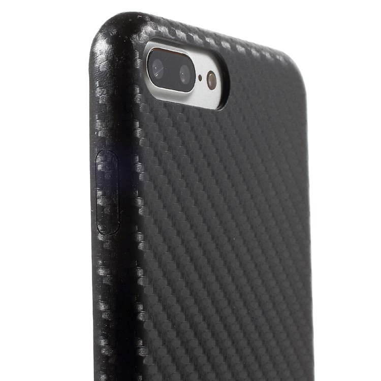 OUCASE Carbon Fiber PU Leather Coated Splicing Hard Case for iPhone 7 Plus - Black-6