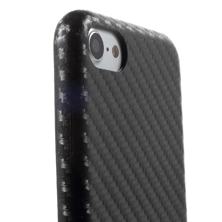OUCASE Carbon Fiber PU Leather Coated Splicing Plastic Case for iPhone 7 - Black-6