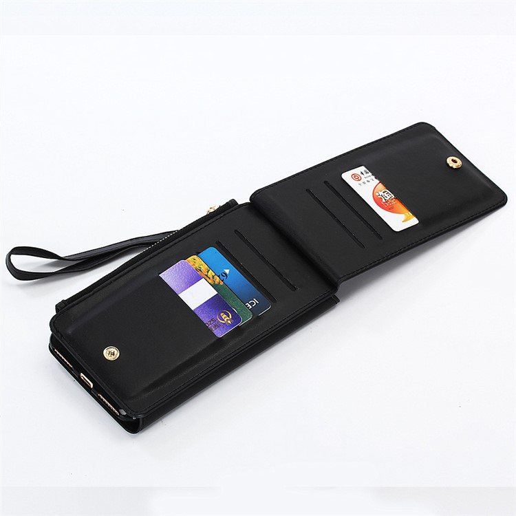 2-in-1 Button Closure Zippered Crazy Horse Matte Wallet Leather Case for iPhone 6s 6 - Black-11