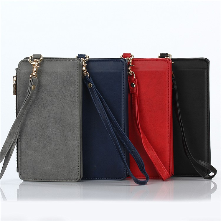2-in-1 Button Closure Zippered Crazy Horse Matte Wallet Leather Case for iPhone 6s 6 - Black-14