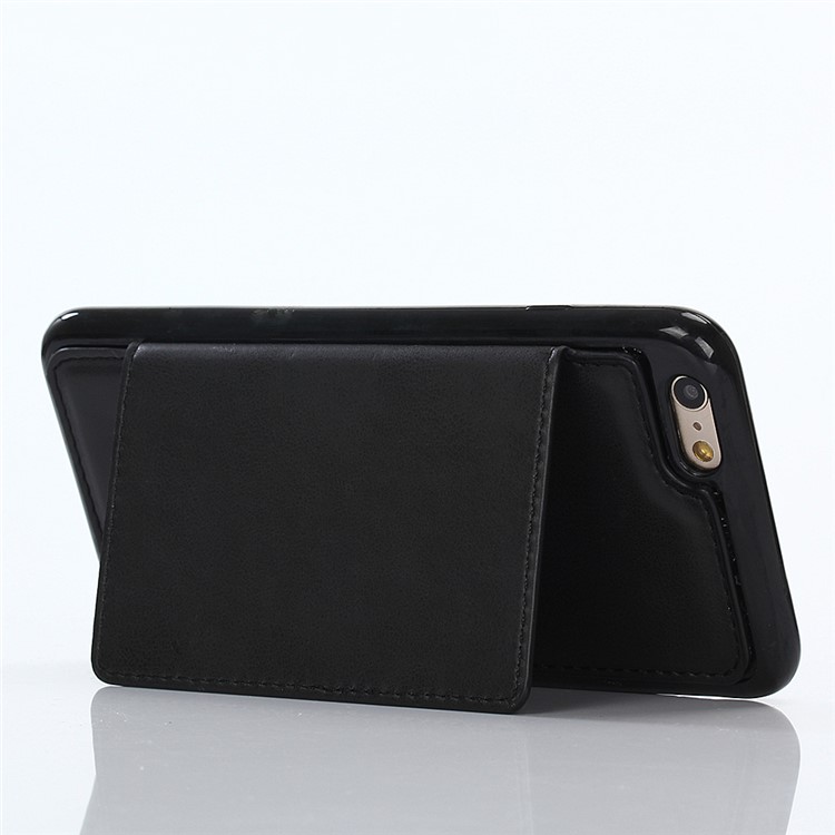 2-in-1 Button Closure Zippered Crazy Horse Matte Wallet Leather Case for iPhone 6s 6 - Black-5