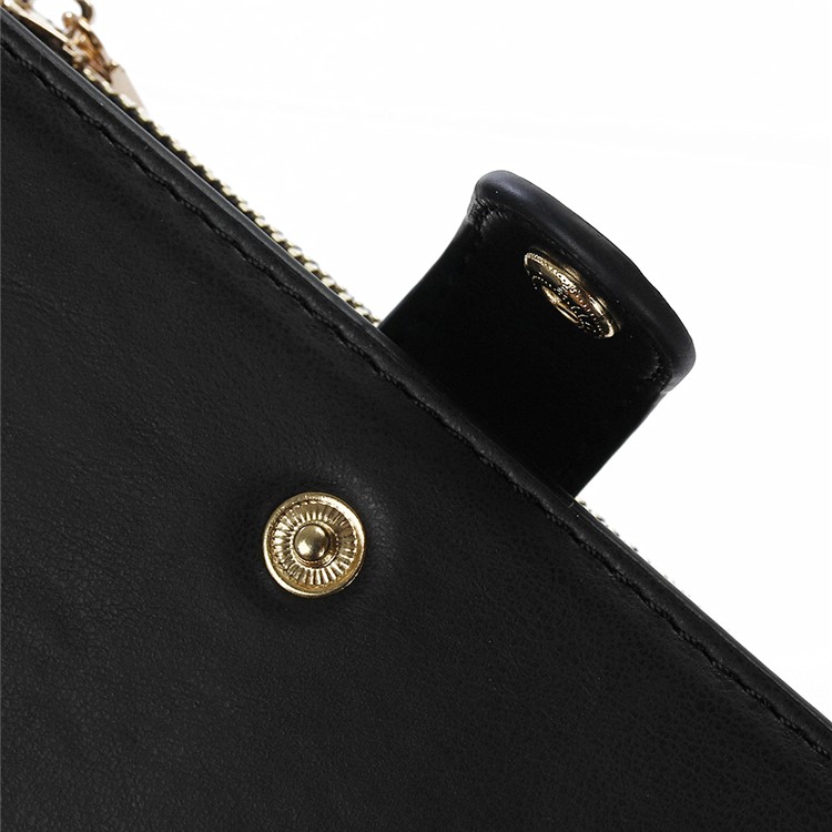 2-in-1 Button Closure Zippered Crazy Horse Matte Wallet Leather Case for iPhone 6s 6 - Black-7