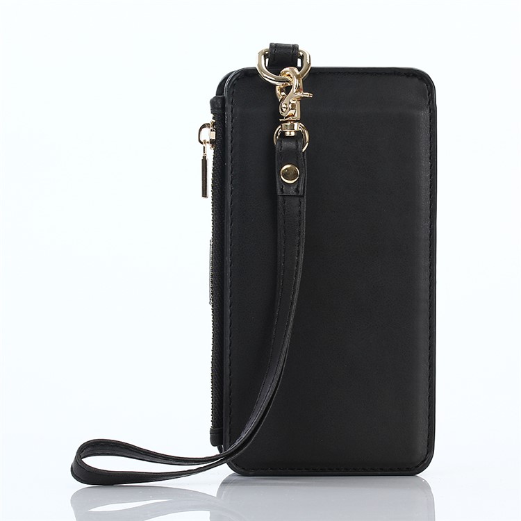 2-in-1 Button Closure Zippered Crazy Horse Matte Wallet Leather Case for iPhone 7 4.7 inch - Black-2