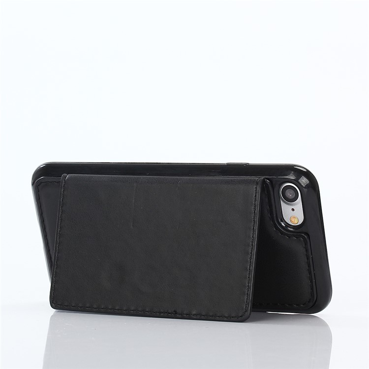 2-in-1 Button Closure Zippered Crazy Horse Matte Wallet Leather Case for iPhone 7 4.7 inch - Black-5