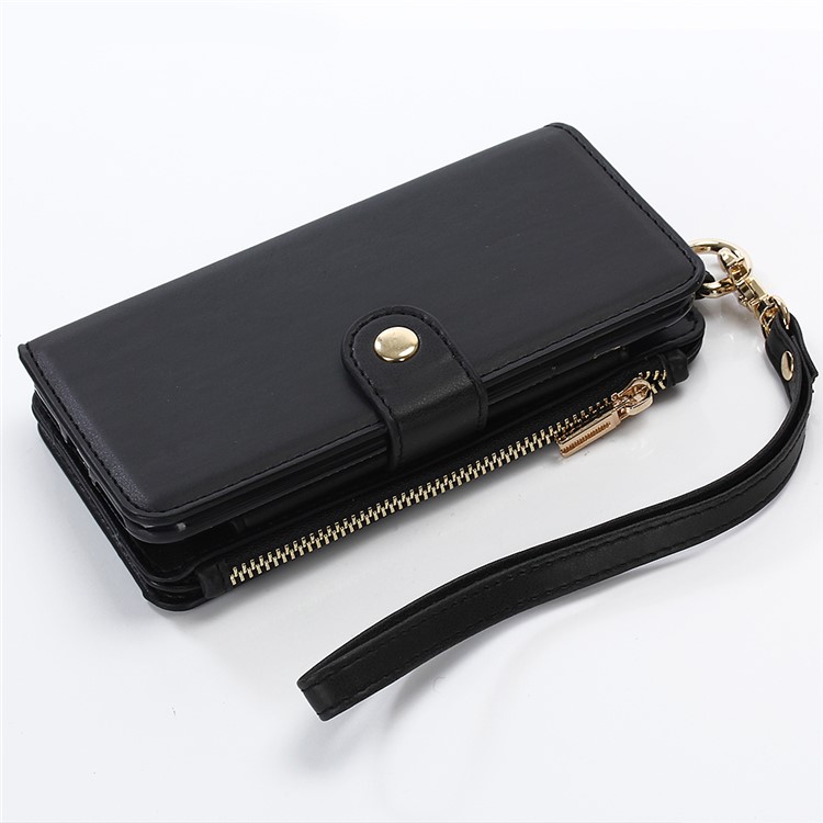 2-in-1 Button Closure Zippered Crazy Horse Matte Wallet Leather Case for iPhone 7 4.7 inch - Black-8