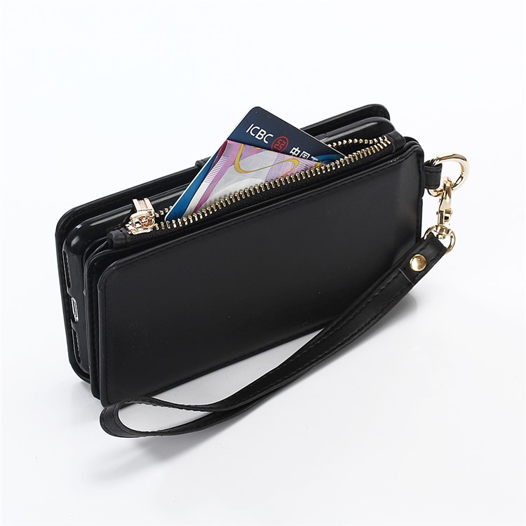 2-in-1 Button Closure Zippered Crazy Horse Matte Wallet Leather Case for iPhone 7 4.7 inch - Black-9