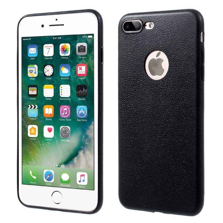 OUCASE At Ease Series Litchi Grain TPU Back Case for iPhone 7 Plus 5.5 Inch - Black-1