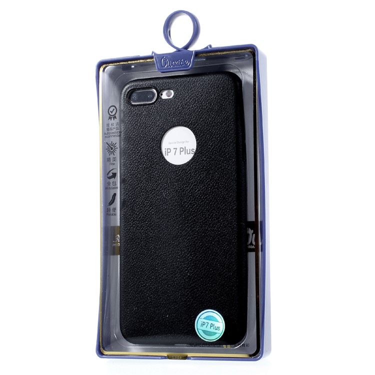 OUCASE At Ease Series Litchi Grain TPU Back Case for iPhone 7 Plus 5.5 Inch - Black-6
