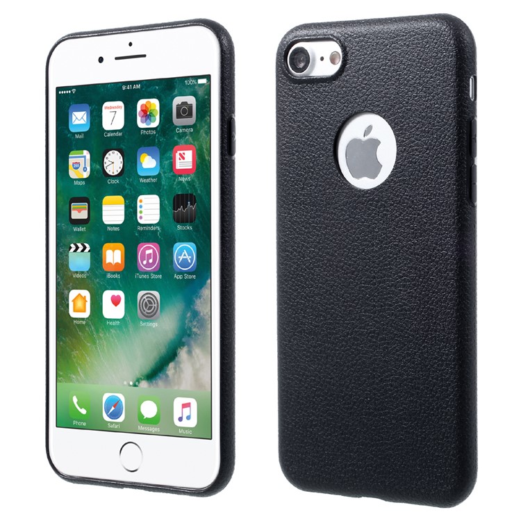 OUCASE At Ease Series Litchi Texture Soft TPU Case for iPhone 7 4.7 Inch - Black-1