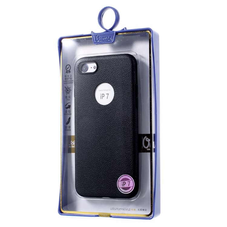 OUCASE At Ease Series Litchi Texture Soft TPU Case for iPhone 7 4.7 Inch - Black-6