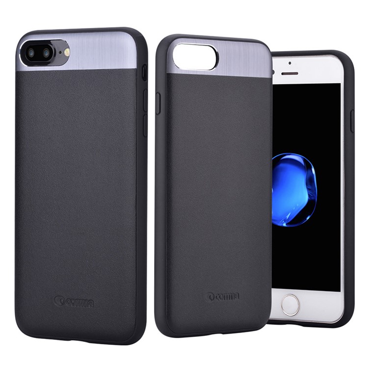 COMMA Genuine Leather Coated Hybrid TPU + PC Phone Case for iPhone 7 Plus - Black-1