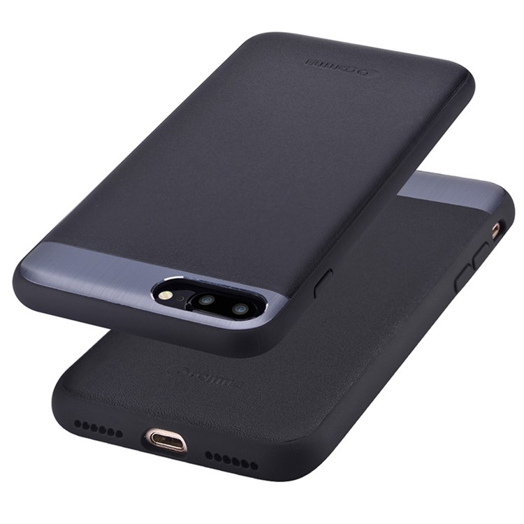 COMMA Genuine Leather Coated Hybrid TPU + PC Phone Case for iPhone 7 Plus - Black-3