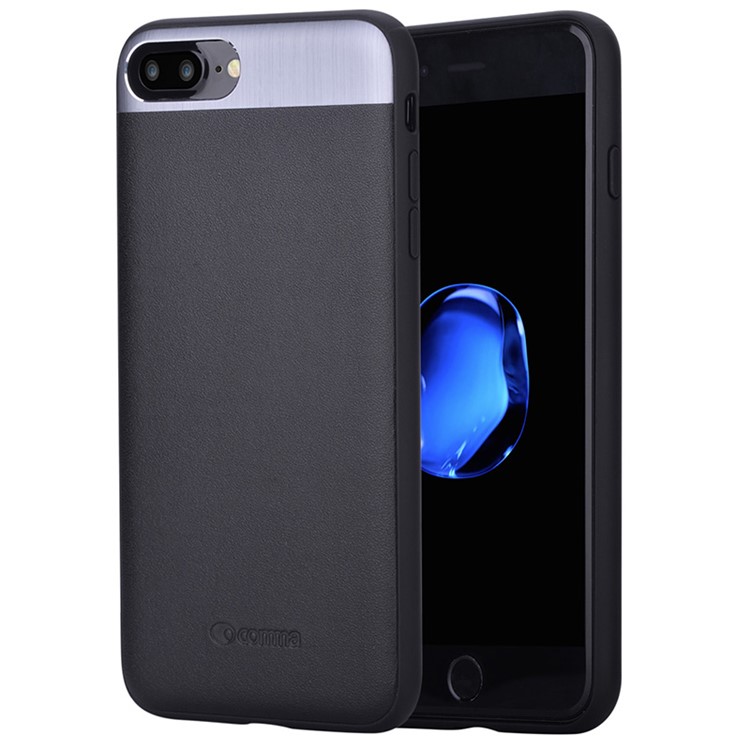 COMMA Genuine Leather Coated Hybrid TPU + PC Phone Case for iPhone 7 Plus - Black-4